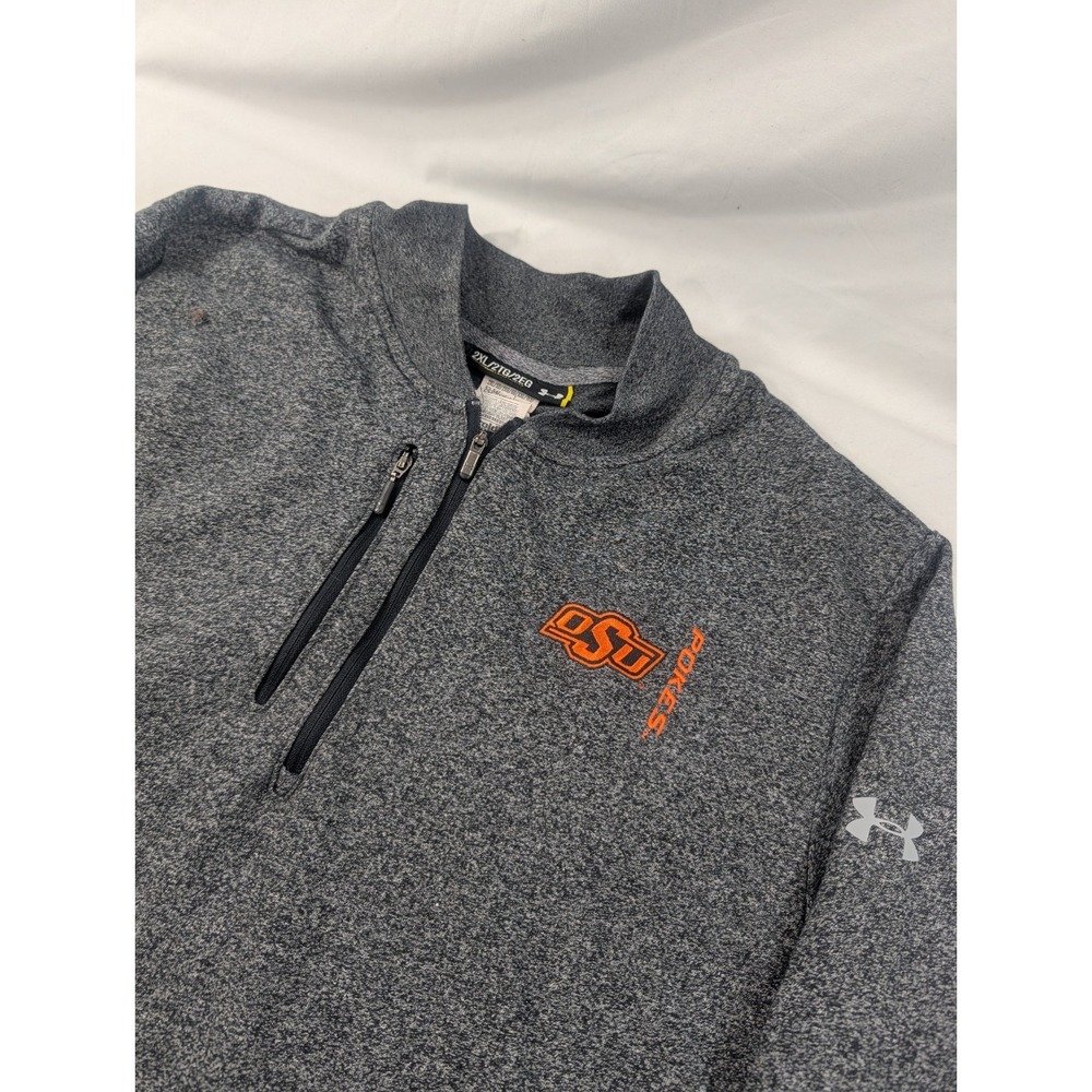 Oklahoma State Cowboys Under Armour Quarter Zip Pullover Men XXL Gray Charged C